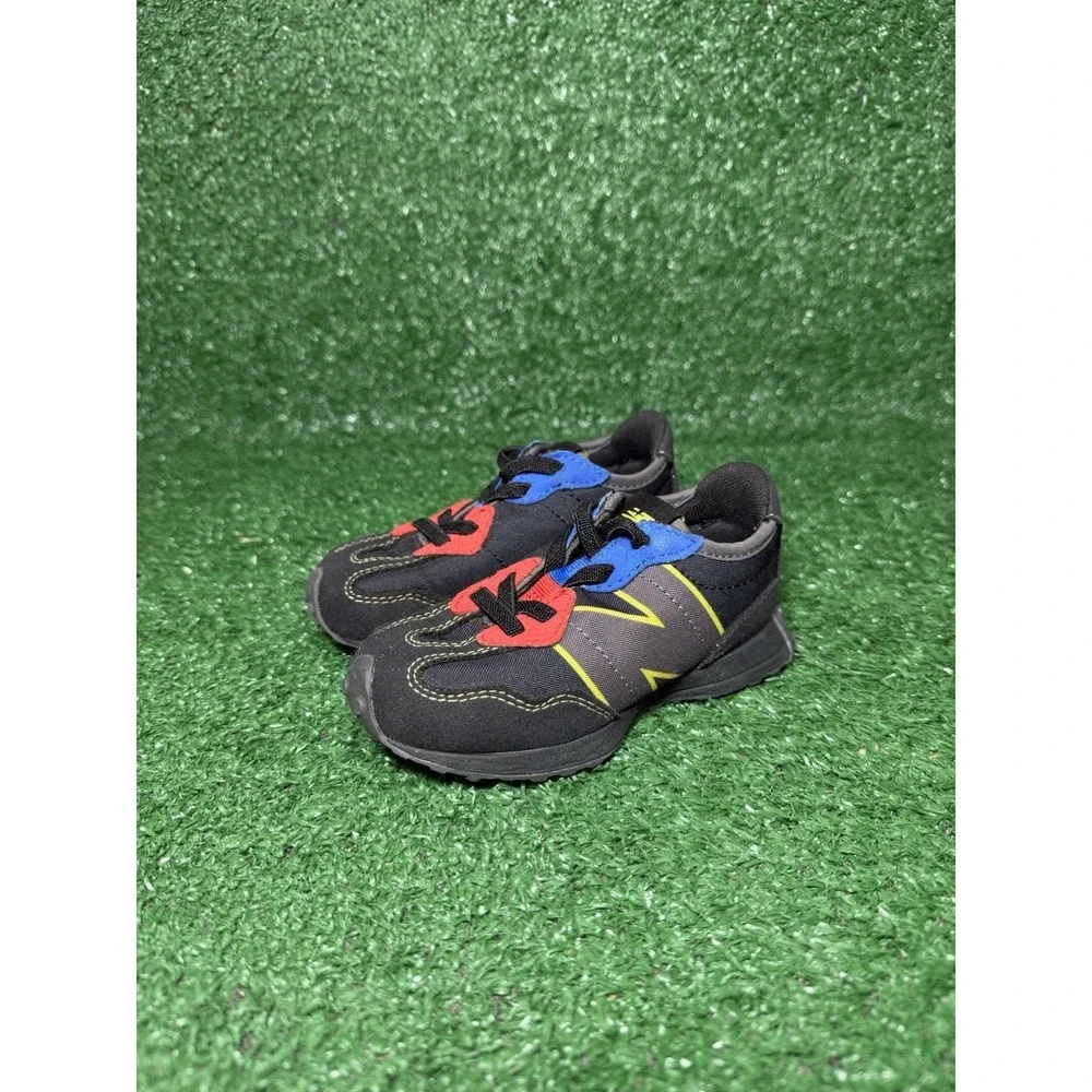 New Balance 327 Toddler Size 7C Black‎ Multicolor Walking Shoes Sneakers PS327